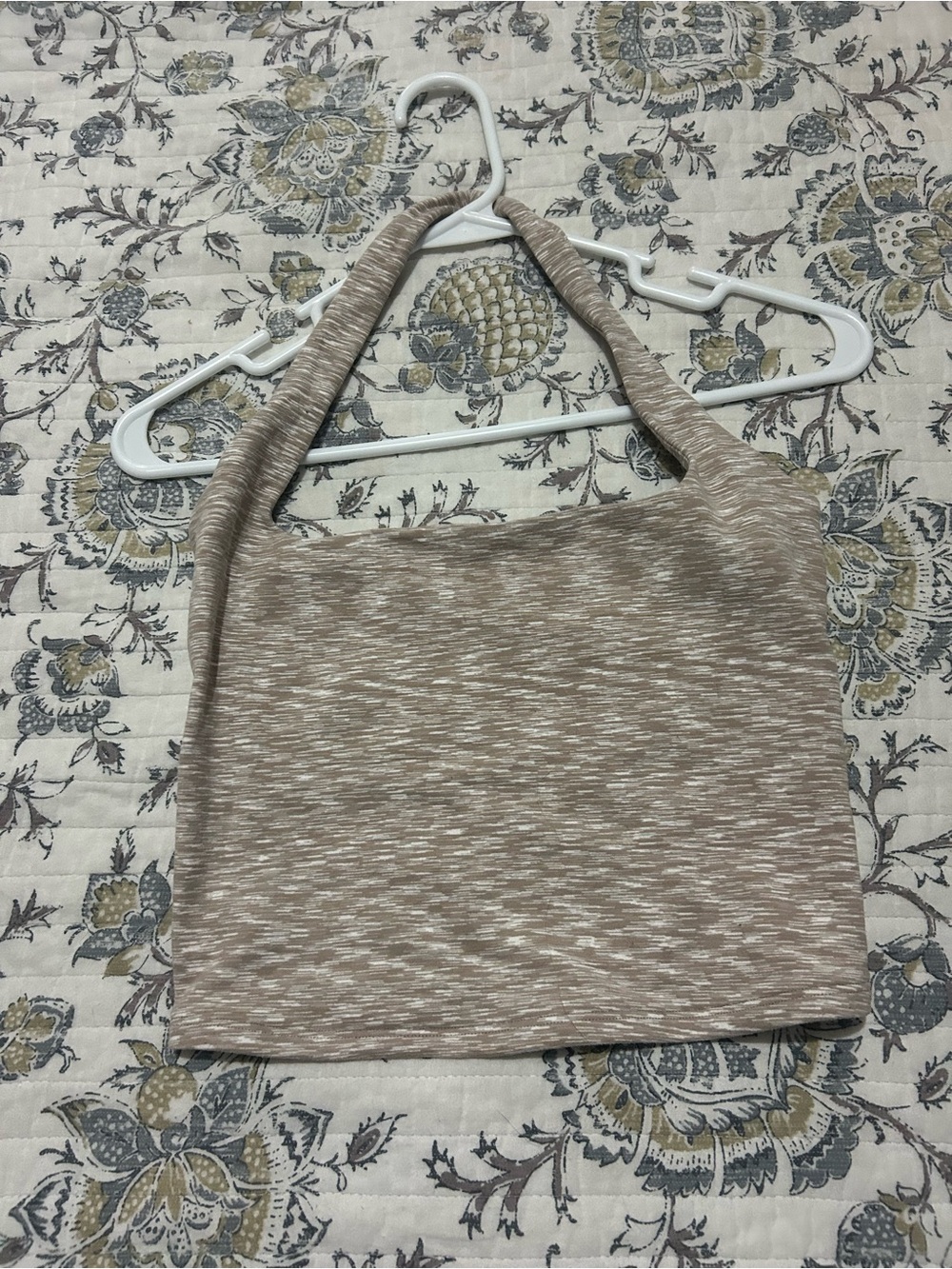 Abercrombie & Fitch Beige Heathered Halter Crop Top
